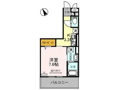 CRESCERE洛北(1K/1階)の間取り写真