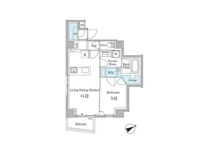 ピエール・リヴィエール白金台Ⅱ(1LDK/1階)の間取り写真