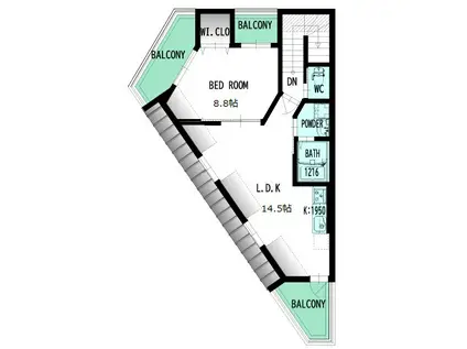 グラッドコート阿倍野(1LDK/4階)の間取り写真