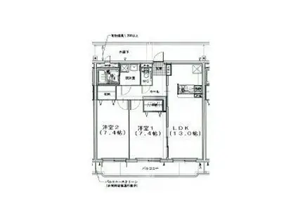ブレインマンションモンプチ(2LDK/3階)の間取り写真