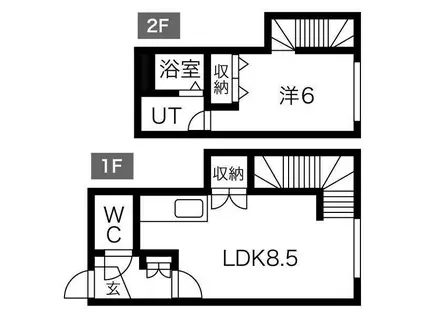 ジュネス栄通(1LDK/2階)の間取り写真