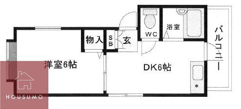 ハイツパイン(1DK/1階)の間取り写真