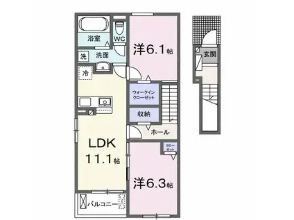 カーサ K スワンII(2LDK/2階)の間取り写真