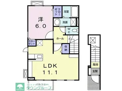 パセーオ II(1LDK/2階)の間取り写真