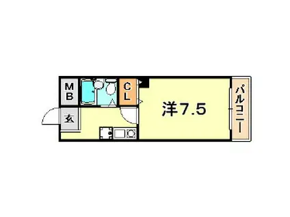 ゴールドハイツ祇園(1K/3階)の間取り写真