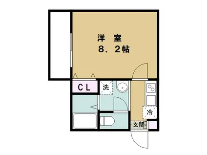 グランアルブル西浦和(1K/2階)の間取り写真