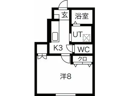 ワンリッチ上野町A(1K/1階)の間取り写真
