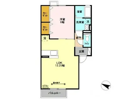 ノクターン(1LDK/2階)の間取り写真