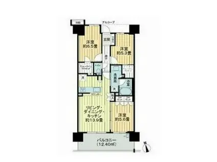 ルイシャトレ川口レックスフォート(3LDK/7階)の間取り写真