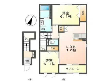 ルピナス(2LDK/2階)の間取り写真