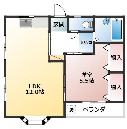 パステルコートフジII(1LDK/2階)の間取り写真