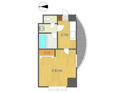 進栄ビル(1K/3階)の間取り写真