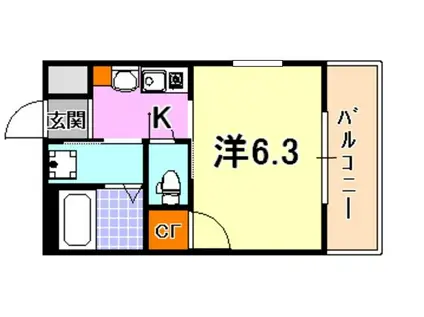 エステムコート神戸ハーバーランド前Ⅱ(1K/10階)の間取り写真