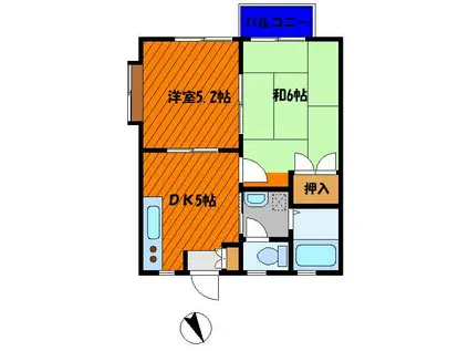 YK北小金(2DK/2階)の間取り写真