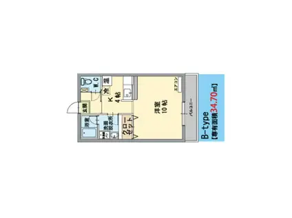 ルヴェ・デュ・ソレイユ(ワンルーム/1階)の間取り写真