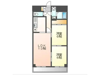 コロニアルリビング西島田ウエストタワー(2LDK/6階)の間取り写真