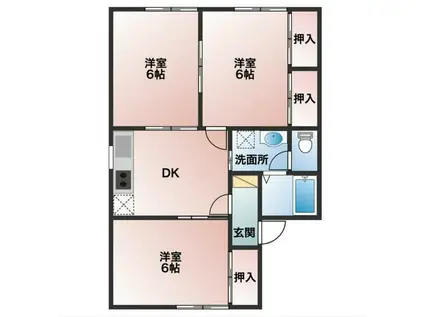 エクセルコートC(3DK/2階)の間取り写真