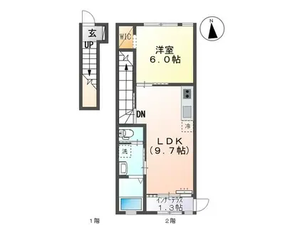 エスポア森本V(1LDK/2階)の間取り写真