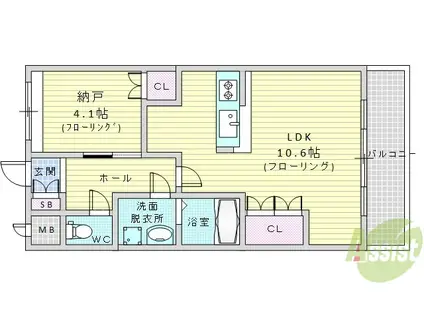 ラヴニール(1LDK/2階)の間取り写真