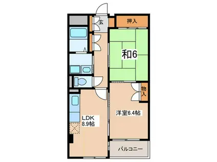 FLATS志香(2LDK/4階)の間取り写真