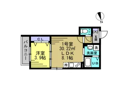 A S CREST(1LDK/1階)の間取り写真