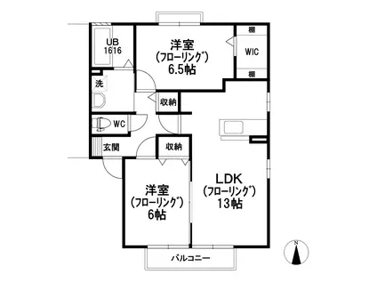 サンブリッジD(2LDK/2階)の間取り写真