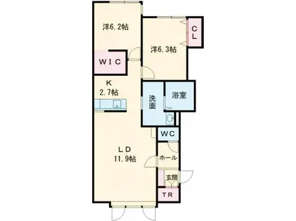 クリスタリー(2LDK/1階)の間取り写真