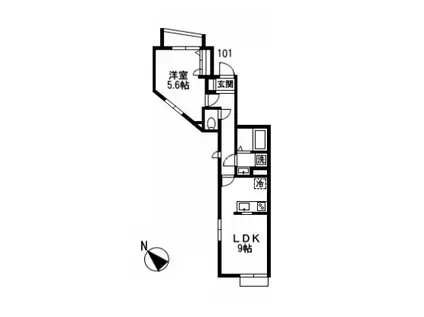 テラスすわやま(1LDK/1階)の間取り写真