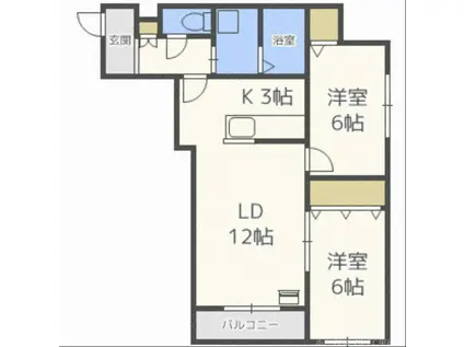 メープル豊平公園(2LDK/1階)の間取り写真
