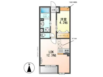 SKYFUENTE(1LDK/1階)の間取り写真