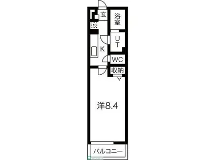 グラディオ岩塚(1K/3階)の間取り写真