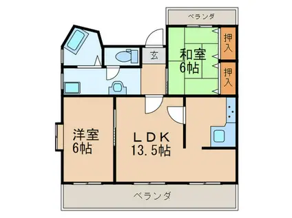 コーポさくら(2LDK/3階)の間取り写真