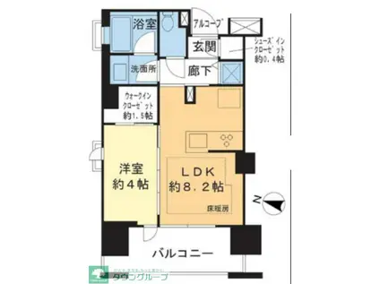 ヴェレーナブリエ湘南藤沢(1LDK/9階)の間取り写真