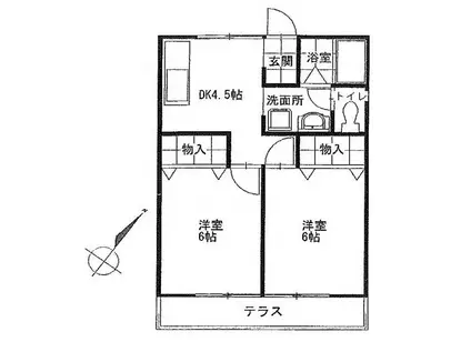 石井ハイツ(2K/1階)の間取り写真