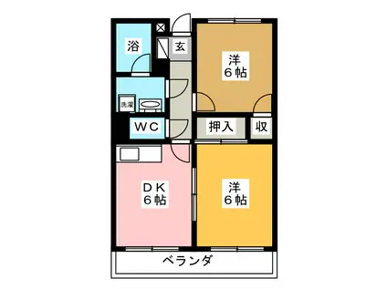 ハイツMIK(2DK/2階)の間取り写真