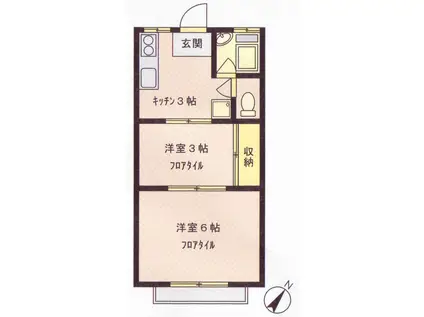 Kハイツ(2K/2階)の間取り写真