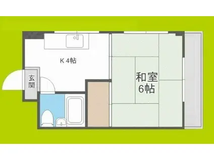 我孫子グランドハイツII(1K/4階)の間取り写真