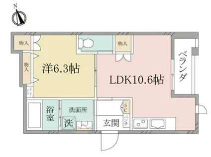 ヘーベルヴィレッジ浦和本太(1LDK/3階)の間取り写真