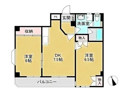 パークハイム東大宮(2DK/2階)の間取り写真