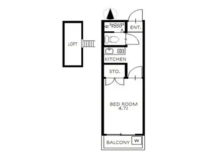東尾久フラット(1K/2階)の間取り写真