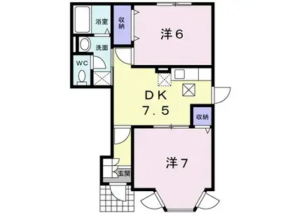 エスポワールK(2DK/1階)の間取り写真