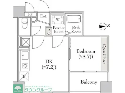 イスム東中野(1DK/2階)の間取り写真