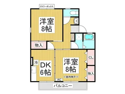 ハイツこやま(2DK/2階)の間取り写真