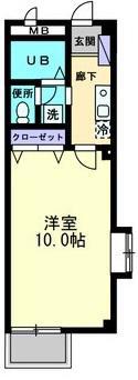 カレッジハイツ山地A・B棟(1K/1階)の間取り写真