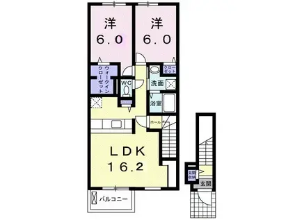 コオリナ ハイツII(2LDK/2階)の間取り写真