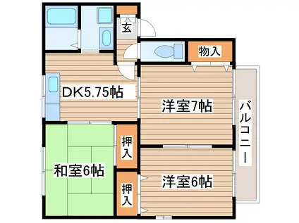 マルベリー・コートI(3DK/2階)の間取り写真