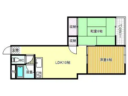 ライズ・ワン南新町(2LDK/3階)の間取り写真