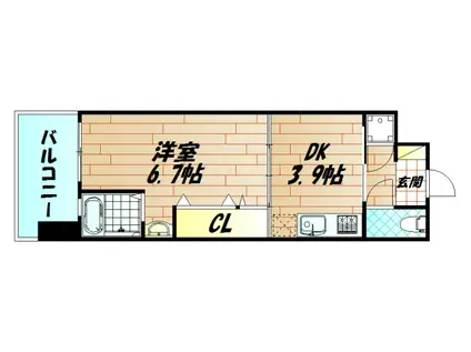 NO.47 PROJECT2100小倉駅(1DK/3階)の間取り写真