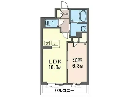 レ・セーナ B(1LDK/1階)の間取り写真