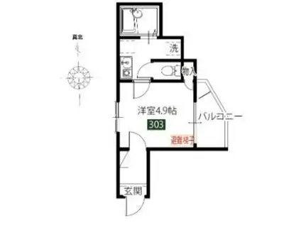 メルディア梅島II(1K/3階)の間取り写真